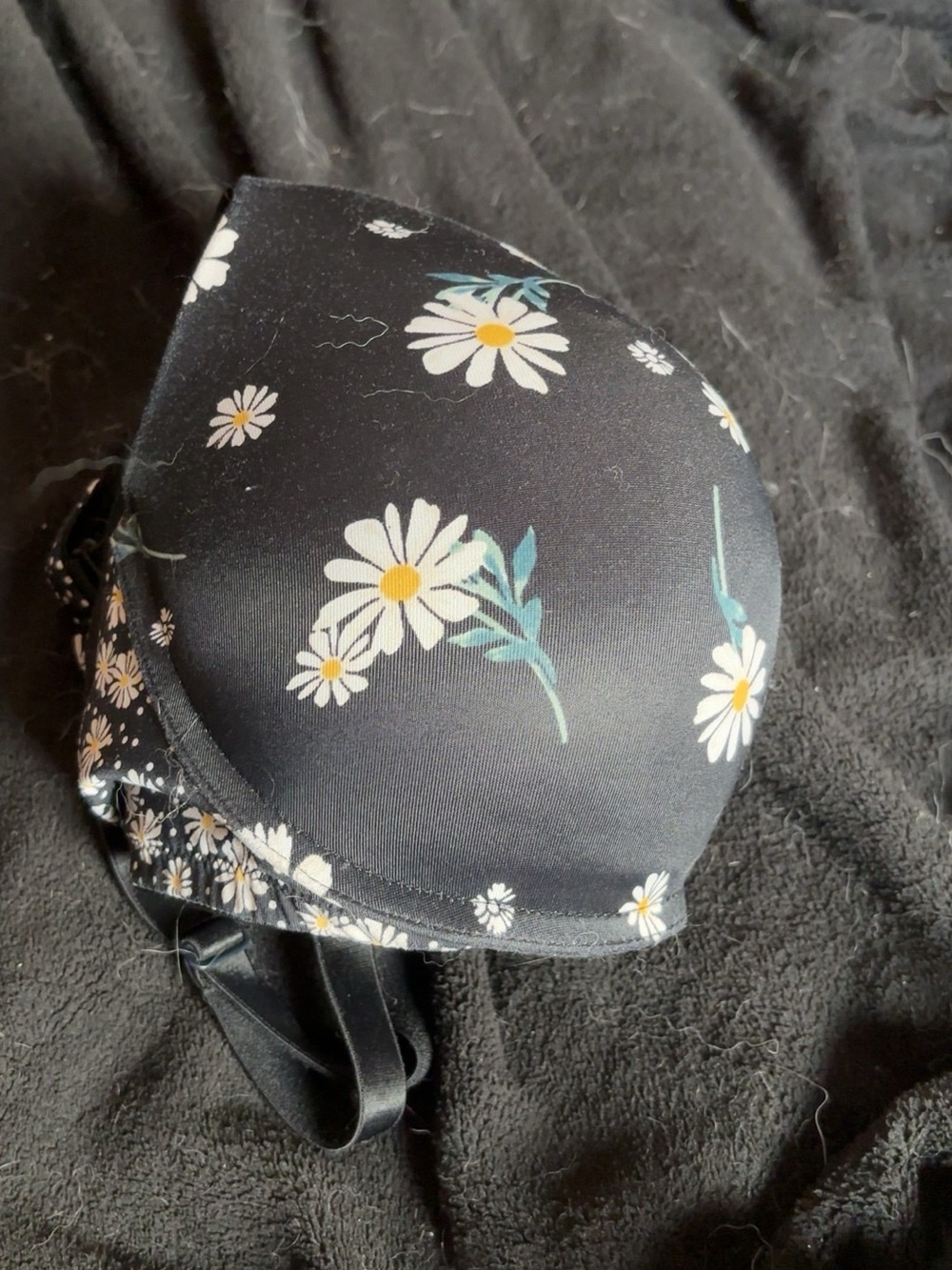 PINK Victoria's Secret Black Daisy Floral Padded Bra